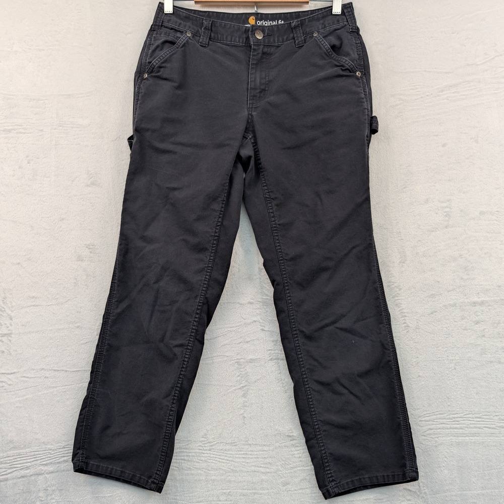 Carhartt Work Pants Womens 8 Black Faded Original Fit Carpenter Straight Utility